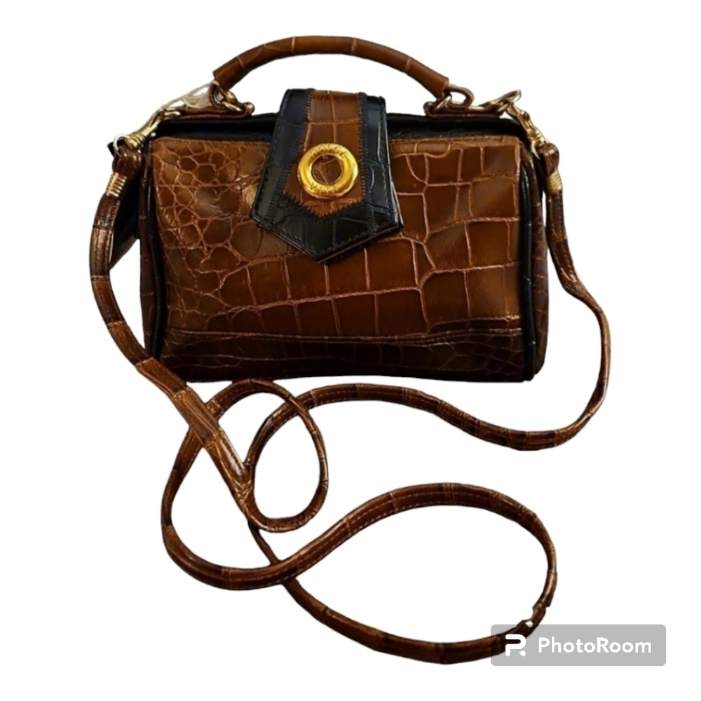 VTG JACKSON 1970s Deadstock Two Tone Faux Alligator Leather Mini Bag